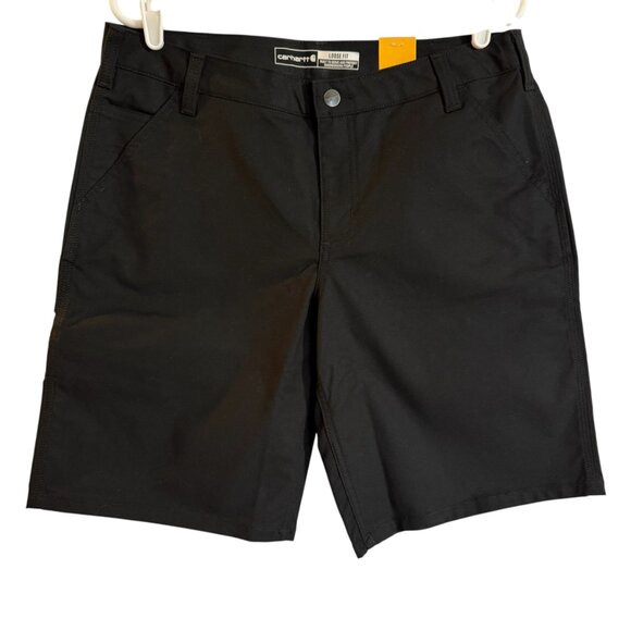 Carhartt Women's Rugged Flex Loose Black Canvas Work Shorts Sz 12 NWT 10" Inseam - Picture 1 of 11